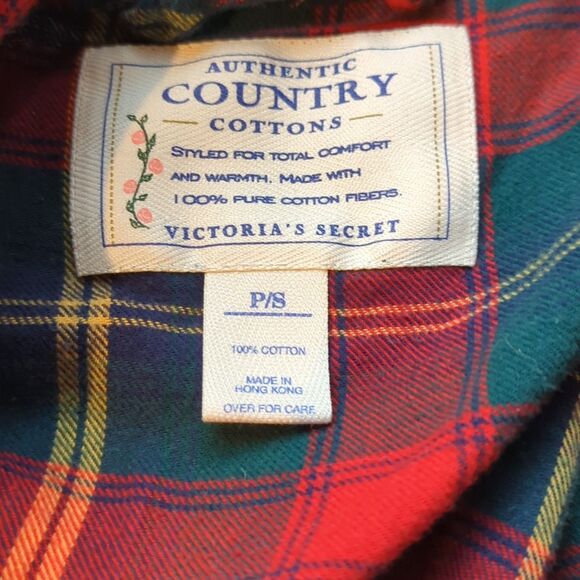 Victoria’s Secret Authentic Country Cottons Bathrobe Small Red Plaid Cottage - Picture 5 of 7